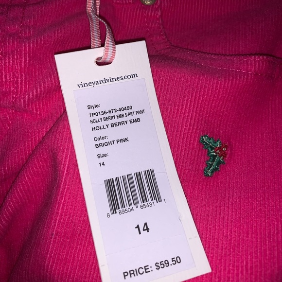 Vineyard vines pink pants holly berry- size 14 - Picture 3 of 8